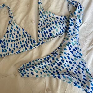 SHEIN Blue Spotted Bikini Swimwear